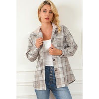 Khaki Plaid Removable Hood Buttoned Shacket - XL thumbnail