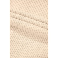 Apricot Solid Color Corduroy Buttoned Long Sleeve Shacket - M thumbnail