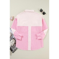 Delicacy Two-tone Color Exposed Seam Corduroy Shacket - M thumbnail