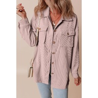Light Pink Corduroy Flap Pocket Button Up Shacket - 2XL thumbnail