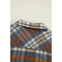 Cinnamon Plaid Print Chest Pockets Turn Down Collar Shacket - XL thumbnail