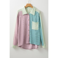 Phalaenopsis Color Block Corded Buttoned Oversized Shacket - S thumbnail