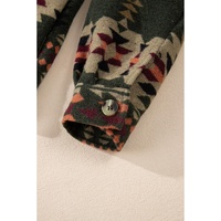 Green Aztec Print Flap Pockets Long Sleeve Shacket - XL thumbnail