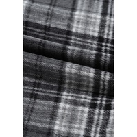Black Plaid Print Flap Pockets Contrast Hooded Loose Shacket - L thumbnail