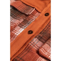 Khaki Colorblock Plaid Pattern Flap Pockets Buttoned Shacket - S thumbnail
