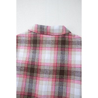 Pink Plaid Flap Pocket Button Up Shacket - M thumbnail