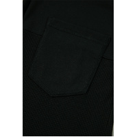 Black Waffle Knit Patchwork Buttoned Oversized Shacket - L thumbnail
