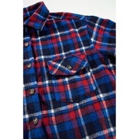 Navy Blue Plaid Flap Pocket Button Up Shacket - S thumbnail