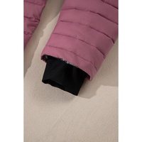 Burgundy Solid Color Quilted Zip-up Puffer Jacket - 2XL thumbnail
