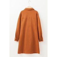 Gold Flame Textured Collared Drop Shoulder Buttoned Front Duster Coat - S thumbnail