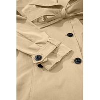 Pale Khaki Solid Color Lapel Collar Waist Tie Wind Coat - 2XL thumbnail