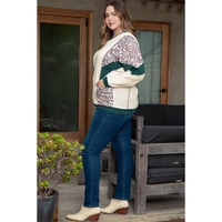 Leopard Colorblock Patchwork Dolman Sleeve Plus Size Top - 1X thumbnail