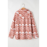 Pink Plus Size Aztec Print Chest Pocket Shacket - 1X thumbnail