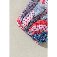 Apricot Plus Size Printed Patchwork Textured Buttoned Blouse - 1X thumbnail