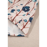 Beige Faux Two Piece Knit Patchwork Floral Print Plus Size Top - 1X thumbnail