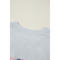 Green Plus Size Flower Patchwork Exposed Seam High Low Top - 1X thumbnail