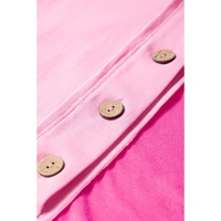Bright Pink Colorblock Patchwork Short Sleeve Buttons Plus Size Henley Top - 4X thumbnail