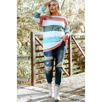 Green Plus Size Colorblock Pullover Top - 2X thumbnail
