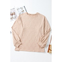 Parchment Plus Size Textured Drop Shoulder Crew Neck Sweatshirt - 1X thumbnail
