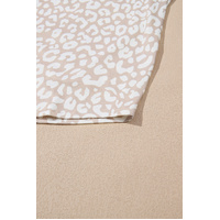 Apricot Leopard Tab Sleeve V Neck Plus Size Top - 1X thumbnail