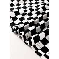 Black Checkered Print Side Slits O Neck Plus Size T Shirt - 2X thumbnail
