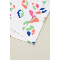 White Multicolor Leopard Print Textured Plus Size T Shirt - 1X thumbnail