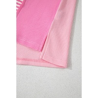 Pink Stripe Patchwork Colorblock Plus Size T Shirt - 1X thumbnail