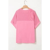 Bonbon Corded Patchwork Pocketed Plus Size T Shirt - 1X thumbnail