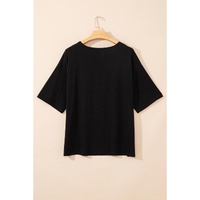 Black Checkerd DESERT DREAMS Printed Ripped Plus Size Tee - 1X thumbnail