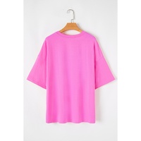 Bright Pink Checker MAMA Letter Printed Graphic Plus Size T Shirt - 1X thumbnail