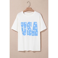 Sky Blue USA Graphic Crewneck Plus Size Patriotic Tee - 3X thumbnail