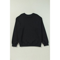 Black Solid Crew Neck Drop Shoulder Plus Size Sweatshirt - 1X thumbnail