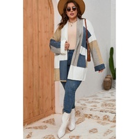 Multicolor Plus Size Colorblock Knit Cardigan - 3X thumbnail