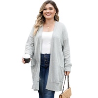 Thermal Knit Pocketed Plus Size Cardigan - 2X thumbnail
