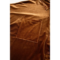 Chestnut Plus Size Velvet Chest Pocket Drop Shoulder Shirt - 3X thumbnail