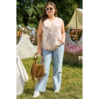 Parchment Studded Star Lace Patchwork Hem Plus Size Tank Top - 3X thumbnail