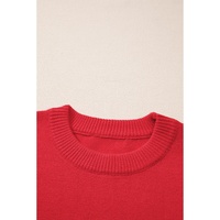 Fiery Red Tinsel merry Pattern Drop Shoulder Plus Size Sweater - 3X thumbnail