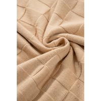 Light French Beige Solid Checkered Textured Knit Plus Size Sweater - 1X thumbnail