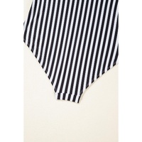 Black Stripe Plus Size Self Tie Straps O-Ring Waistband One Piece Swimsuit - 2X thumbnail