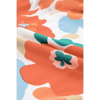 Orange Plus Size Flower Print Shirred Square Neck Maxi Dress - 1X thumbnail
