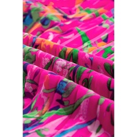 Rose Plus Size Abstract Floral Print Pleated Loose Dress - 1X thumbnail