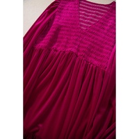 Rose Red Shirred V Neck Tiered Ruffled Velvet Plus Size Maxi Dress - 1X thumbnail