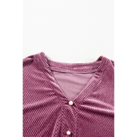 Meadow Mauve Plus Size Textured Velvet Tiered Buttons Tiered Dress - 1X thumbnail