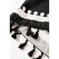 Black Plus Size Western Floral Print Fringed V Neck Dress - 2X thumbnail