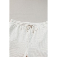 Beige Plus Size Textured Collared Top and Pants Set - 1X thumbnail