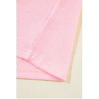 Pink Plus Size Ribbed Exposed Seam Tee and Shorts Set - 3X thumbnail
