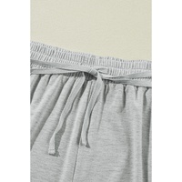 Gray Contrast Stitching Cuffed Sleeve Plus Shorts Set - 1X thumbnail