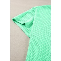 Mint Green Textured Batwing Sleeve Tee Wide Leg Pants Plus Size Set - 1X thumbnail