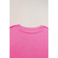 Rose Red Solid Waffle Knit Plus Size Two Piece Set - 1X thumbnail