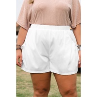 White Bow Decor Pockets Plus Size Shorts - 1X thumbnail